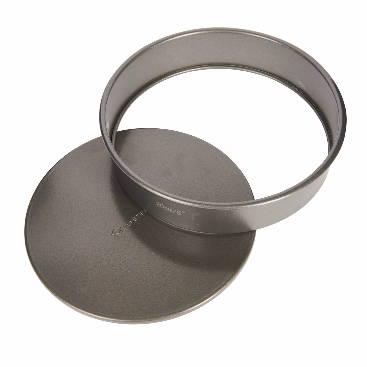 MasterClass Non-Stick Loose Base Round Carbon Steel Cake Tin, Grey, 20cm – 4