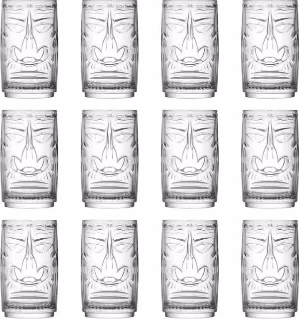 RCR Crystal Tiki Sardinia Geometric Highball Tumbler Glasses, Transparent, 460ml, Pack of 12 – 1