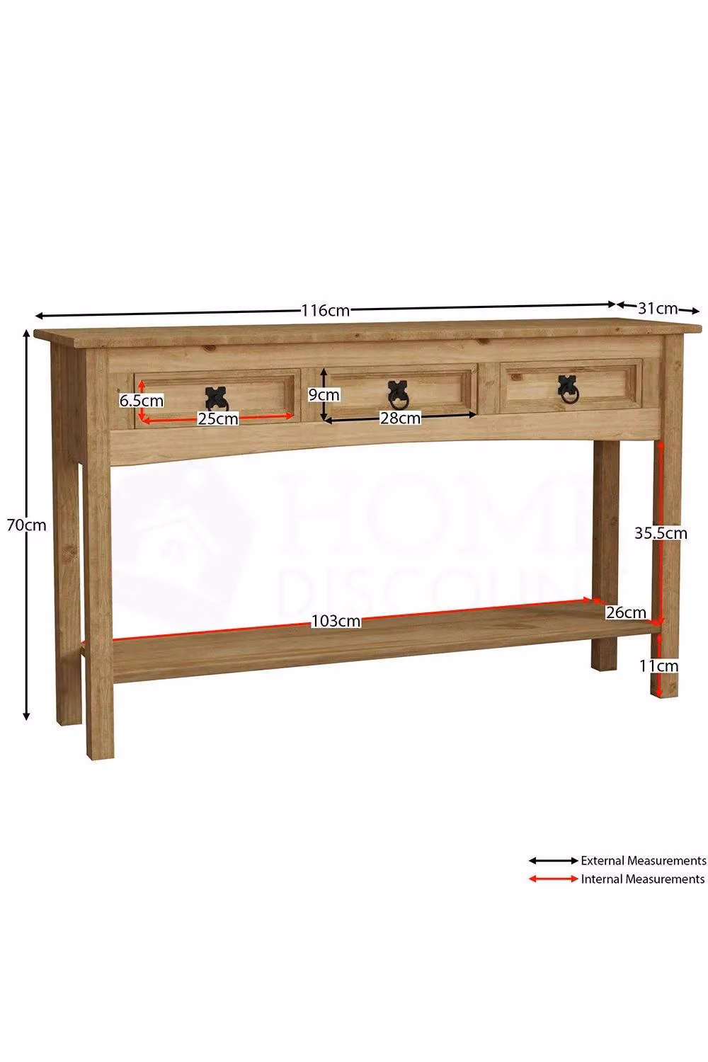 Vida Designs Corona 3 Drawer Industrial Console Table in Brown and Black – 2