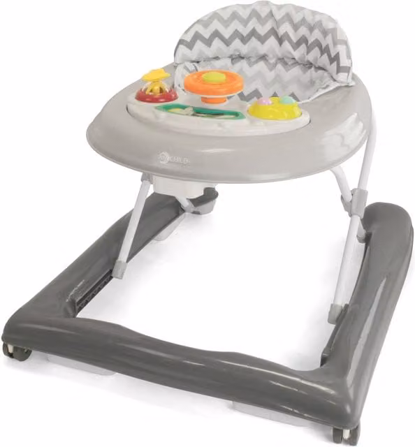 Mychild Wizzy Walker Push Along Walker in Grey with Music and Sensory Motor Skills Development
