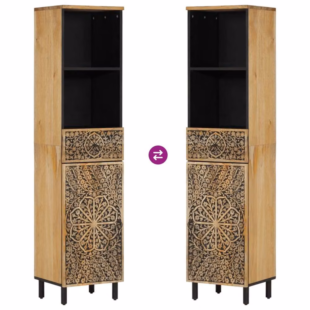 Berkfield Home Brown Solid Mango Wood Bathroom Cabinet, W/D/H: 38 x 33 x 160 cm – 3