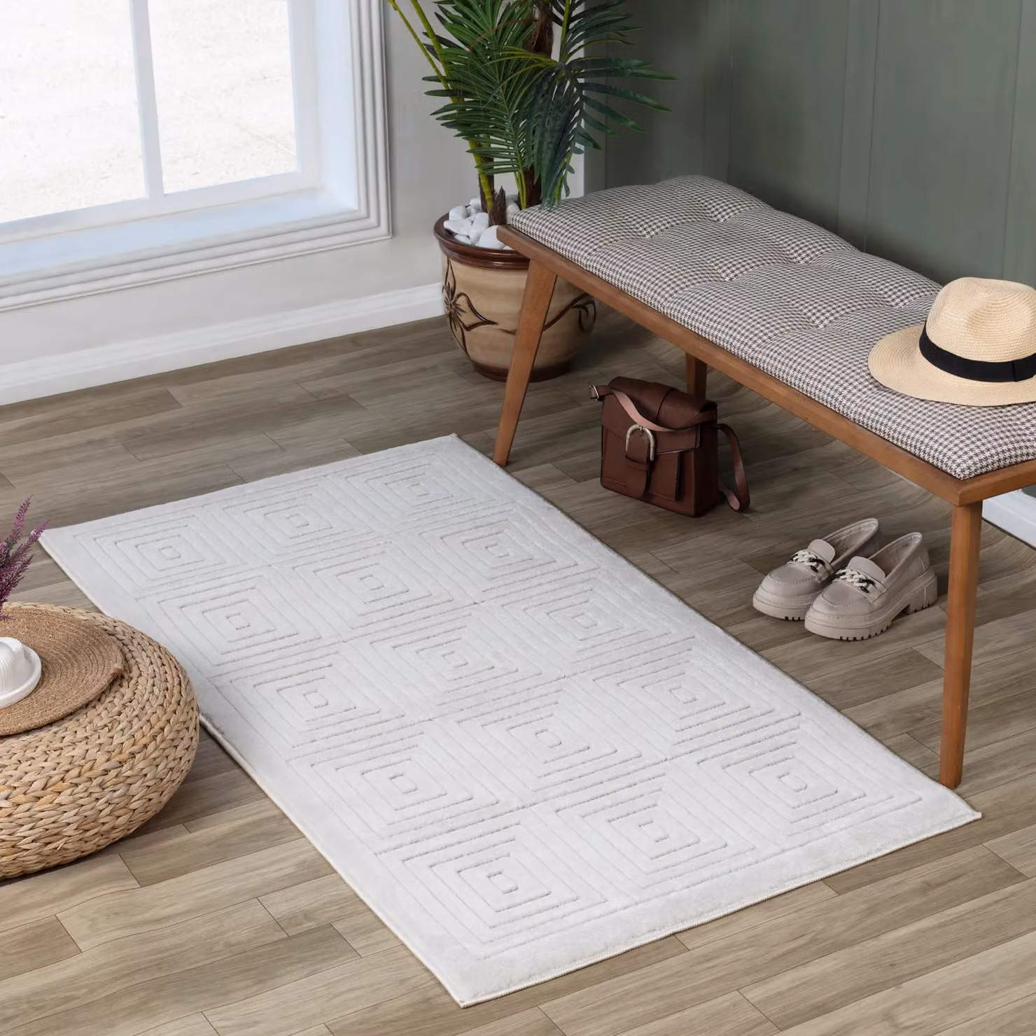 Livabliss Le Mans Modern Geometric Indoor and Outdoor Rug in Beige, Grey and White, W: 80 cm, L: 150 cm – 3