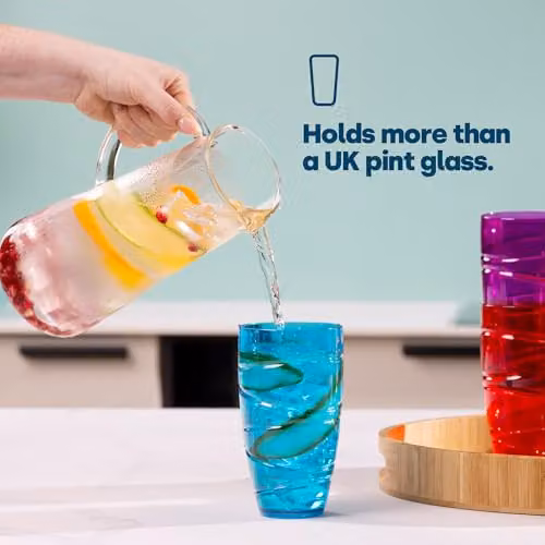 LIVIVO Set of 4 Multicolour Plastic Tumblers, 550ml Reusable Stackable Cups – 3