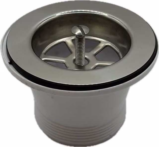 McAlpine BSW21P Centre Pin Sink Waste with 85mm Stainless Steel Flange and Plug in Silver – 1