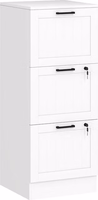 HOMCOM 3 Drawer Filing Cabinet with Lock and Adjustable Hanging Bars for A4 and Letter Size Files, White – 1