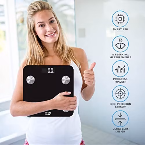 Get Fit Smart Digital Bathroom Scales in Black with Bluetooth App Control and LCD Display – 5