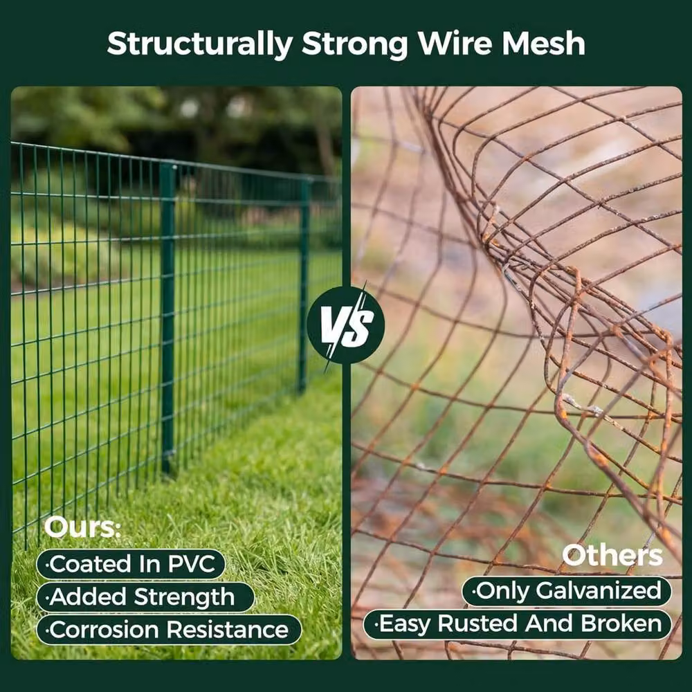 SPETLEK Green PVC Coated Galvanised Steel Wire Garden Fence Roll, Height: 120 cm, Length: 102 m – 2