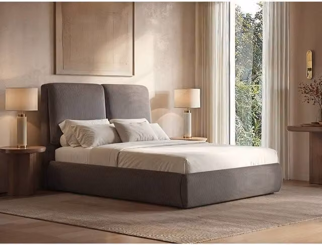 Solace+Co Lydia Upholstered Ottoman Bed in Brown, W/D/H: 180 x 200 cm