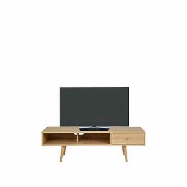 Monty Retro TV Unit in Brown Oak Effect, Fits Up To 60 Inch TV, W: 140 cm, H: 44.3 cm, D: 39 cm