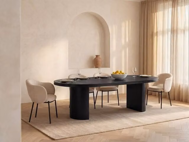 Vente-unique Sidrina Extendable Dining Table in Black MDF, 4-12 Seater, W/D/H: 120 x 100 x 76 cm