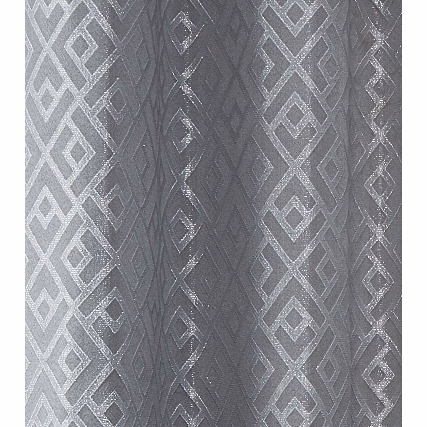 NewEdgeBlinds Deco Lined Eyelet Geometric Curtains in Silver and Gold, Height: 168 cm – 2