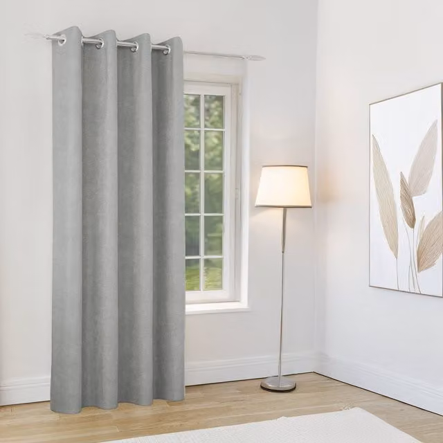 Enhanced Living Knightsbridge Grey Chenille Thermal Blackout Eyelet Door Curtain – 1