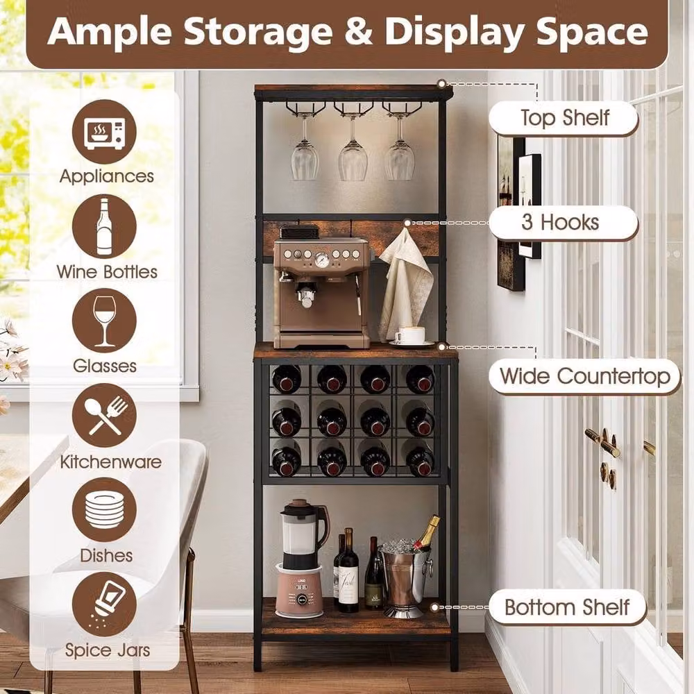 KORVIXA Industrial Black Matt Metal and Glass Freestanding Floor Wine Bar Cabinet W/D/H: 100 x 100 x 100 cm – 3