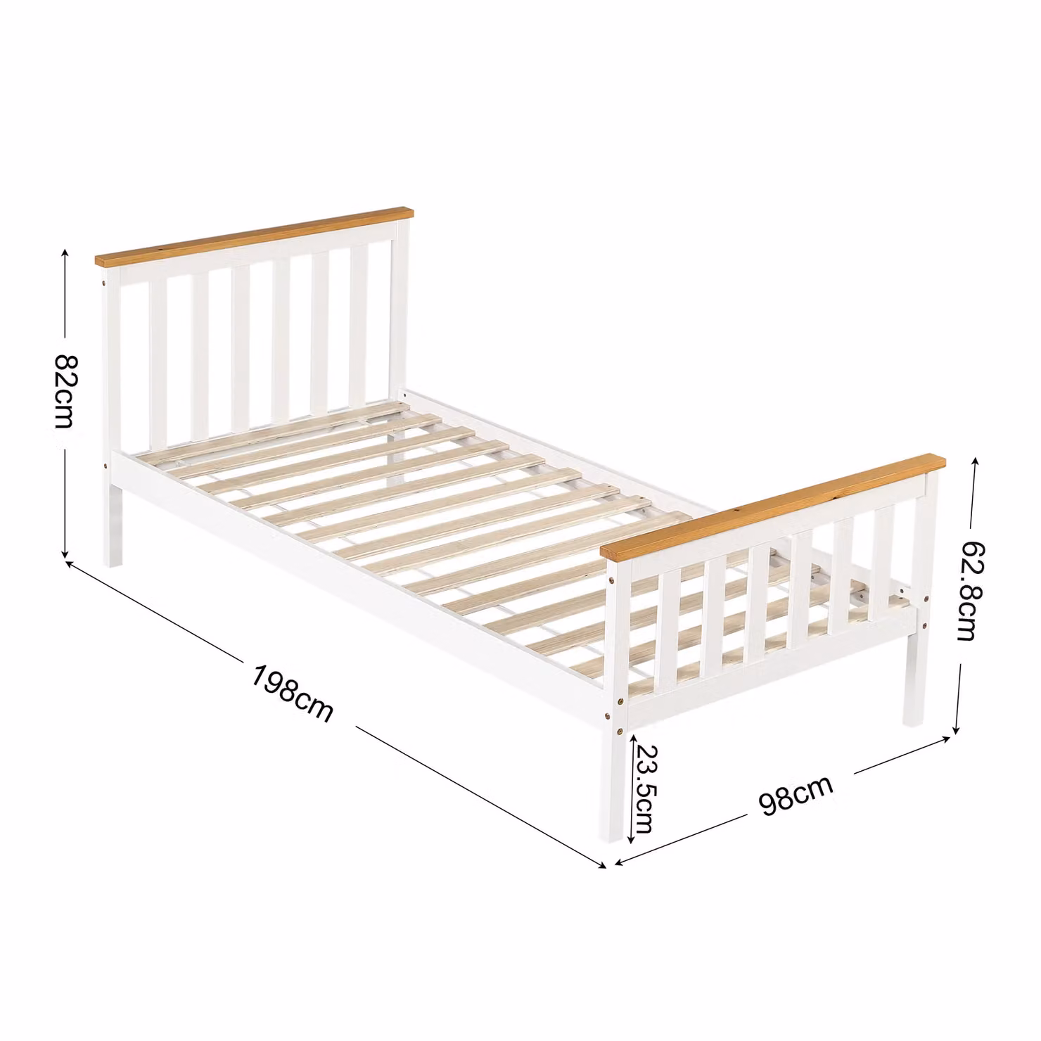 Comfy Living Ltd Modern Solid Pine Bed Frame in White, W/D/H: 100 x 200 cm – 2