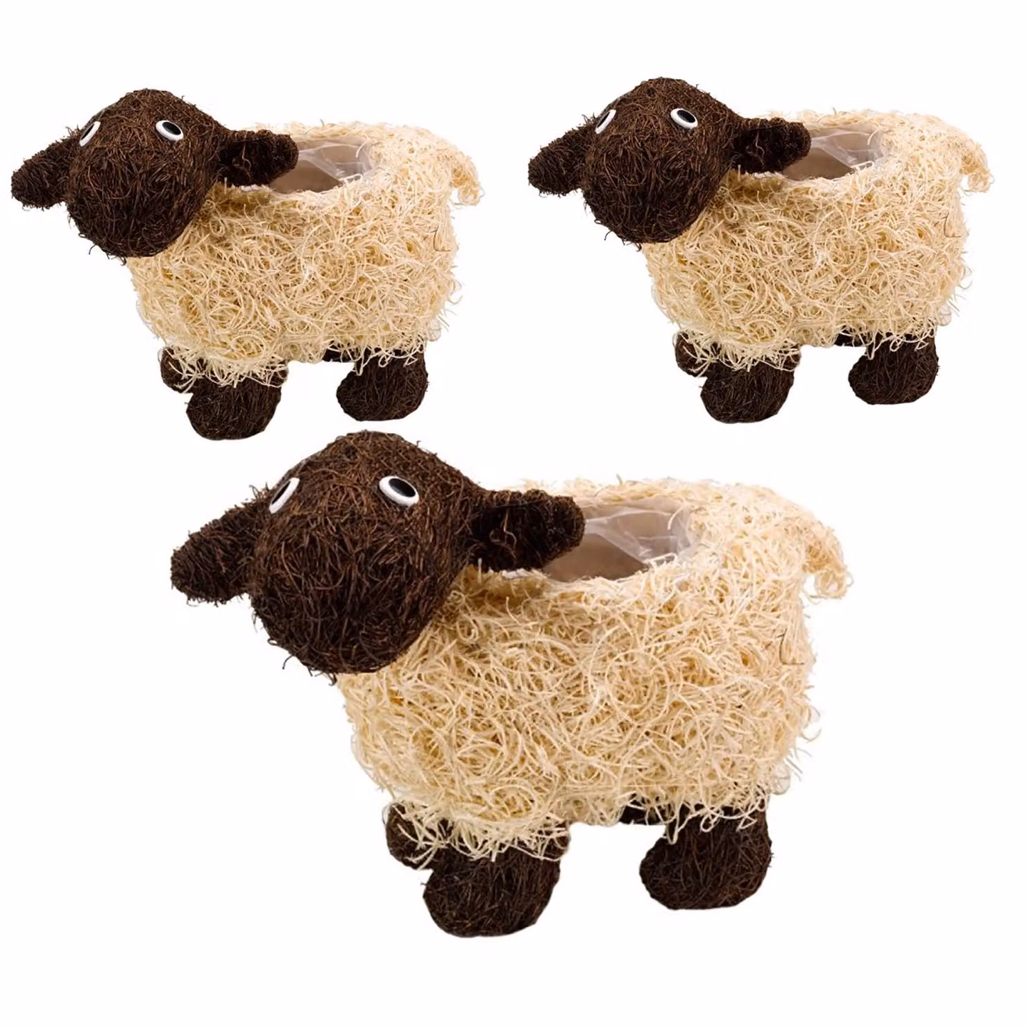 Marco Paul 3pc Rattan Sheep Flower Planter Set in Beige – 2