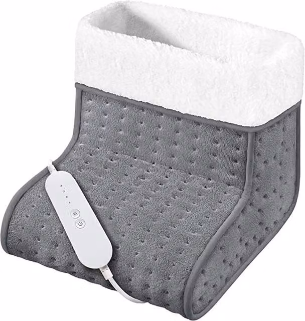 Homefront Heated Electric Foot Warmer Slippers for Adults, Grey