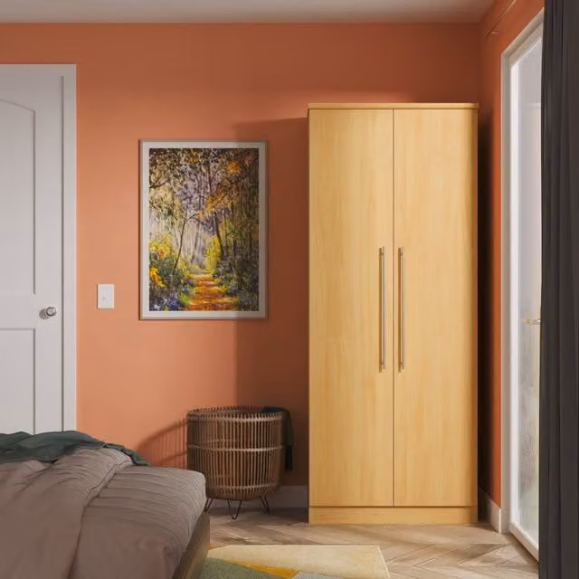 Sherwood Modern Oak Plain Wardrobe with Integrated Drawers in Brown