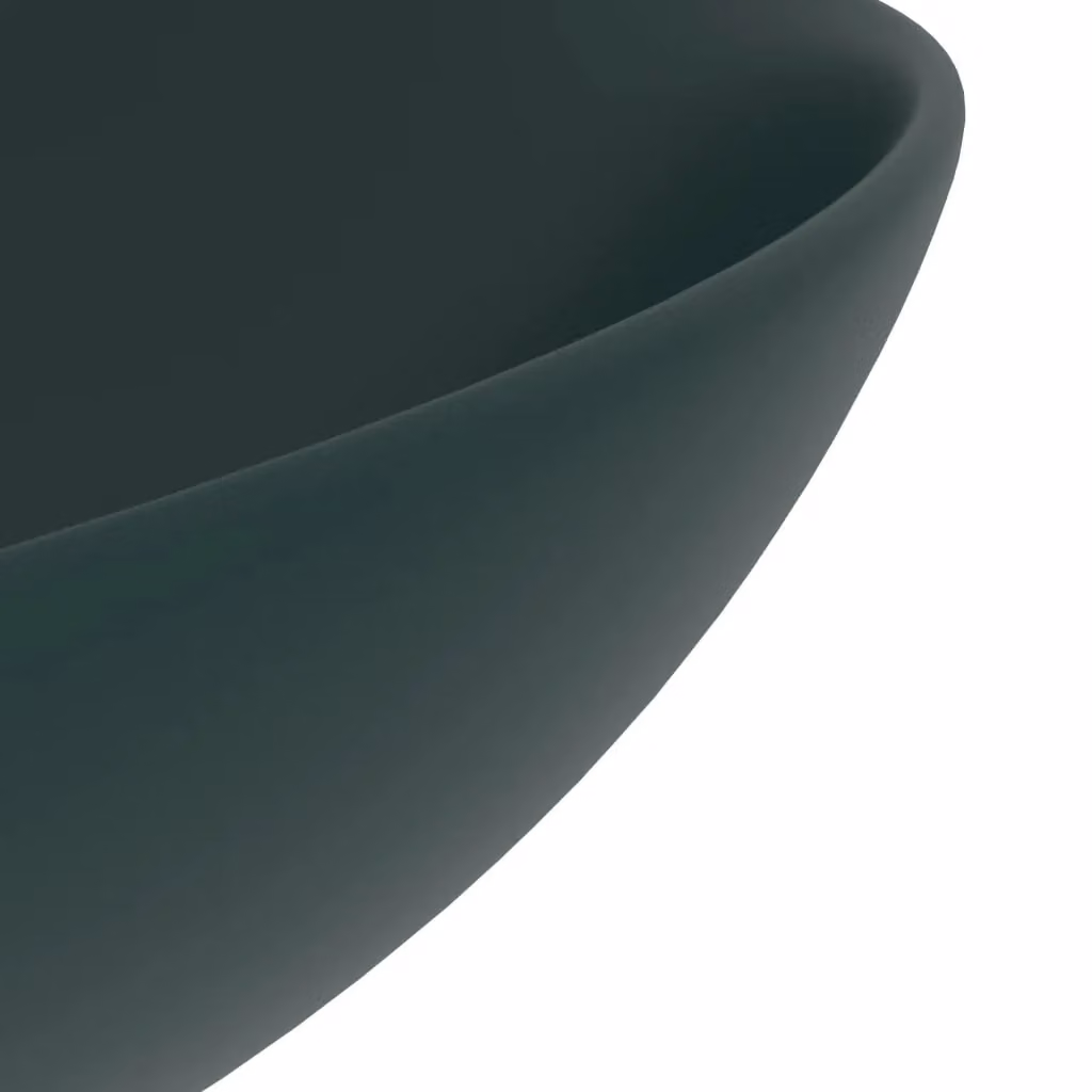 Berkfield Home Round Ceramic Countertop Bathroom Sink in Dark Green – 4