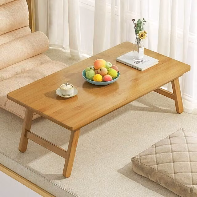 SPETLEK Bamboo Foldable Tatami Coffee Table in Natural Brown, Height: 67 cm