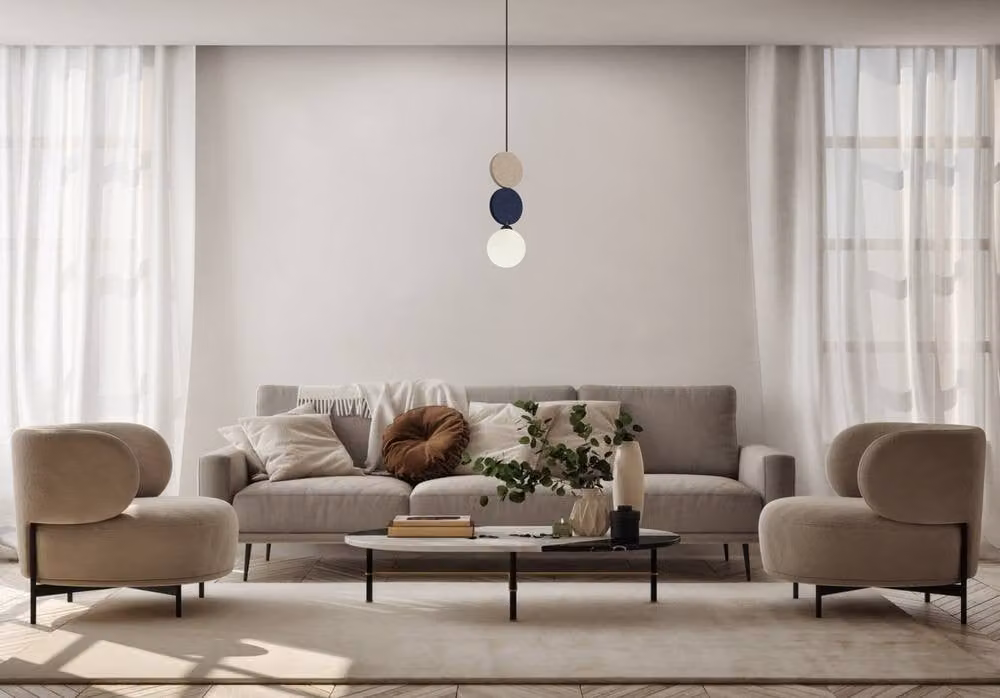 Netlighting Andrea Slim Suspended Pendant Ceiling Light in Beige and Blue – 2