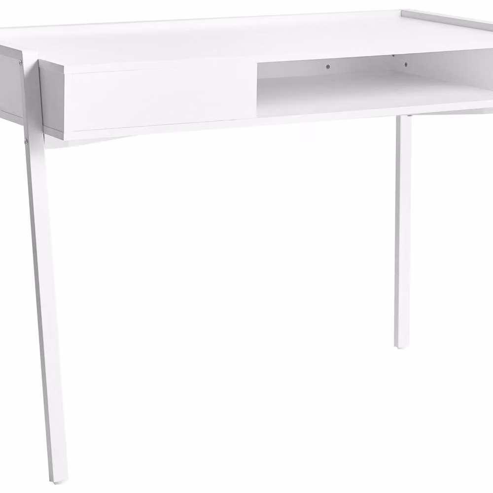 Wyld and Coco Nexa Modern White Home Office Writing Desk with Drawer and Shelf W/D/H: 107 x 48 x 76 cm – 2