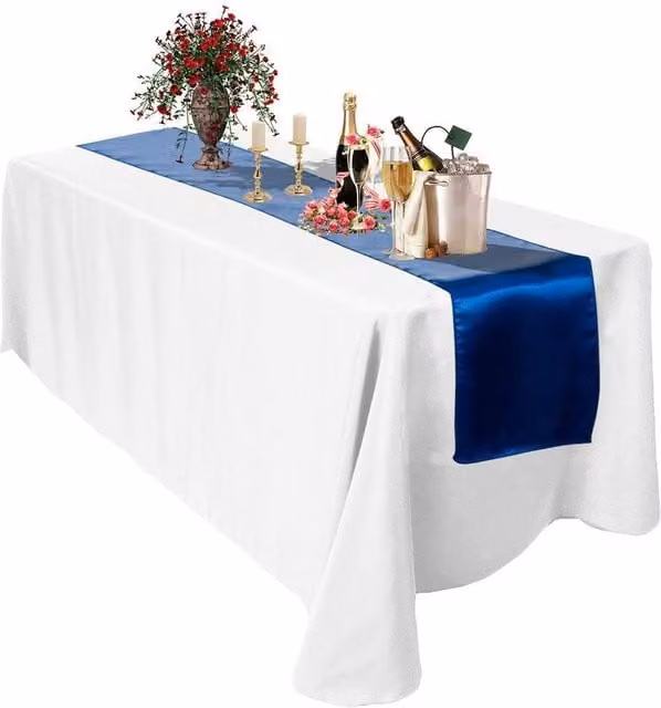 Neel Blue Satin Table Runner in Blue