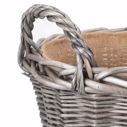 Red Hamper Wicker Lined Log Baskets in Red, Brown or Grey, W/D/H: 42 x 33 x 42 cm – 2
