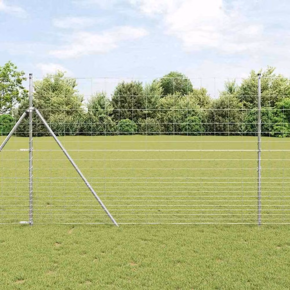 Berkfield Home Field Fence Galvanised Steel in Silver, H: 160 cm x W: 25 m – 1