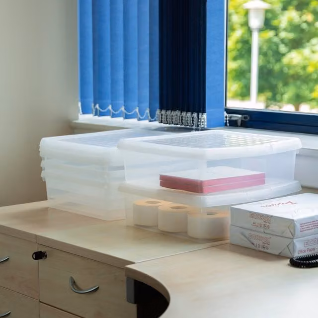 Wham Set of 5 Transparent 13.2 l Square Plastic Storage Boxes with Lids