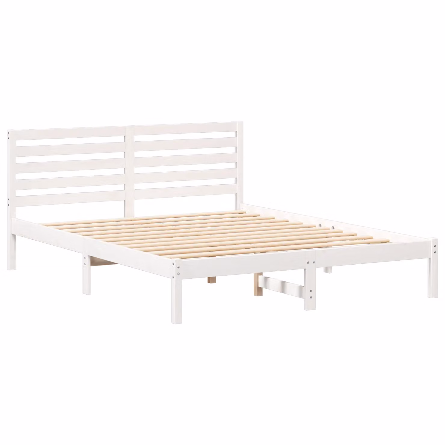 Berkfield Home White Solid Pine Wood Bed Frame with Headboard W/D/H: 140 x 200 cm – 2