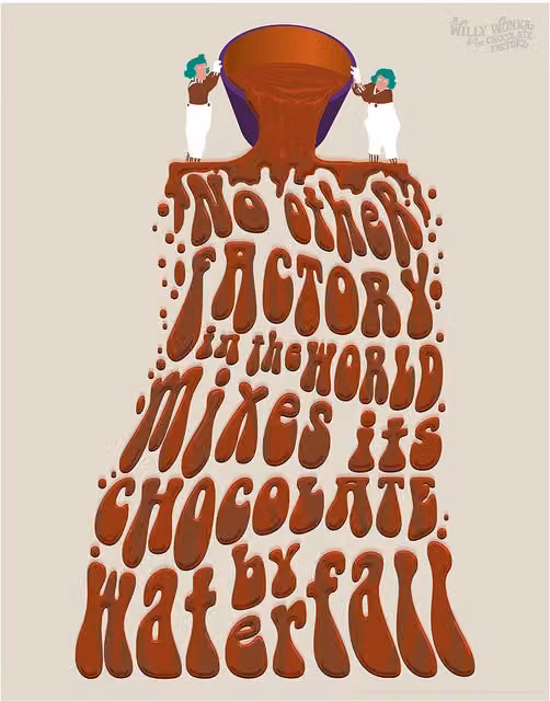 Willy Wonka Limited Edition Retro Paper Art Print, Multicolour