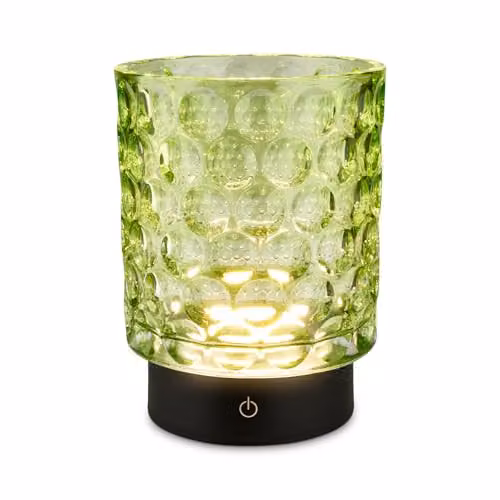 BRILONER 2 Pack Green Rechargeable Touch Glass LED Table Lamps, H 15 x W 15 x D 11 cm – 7