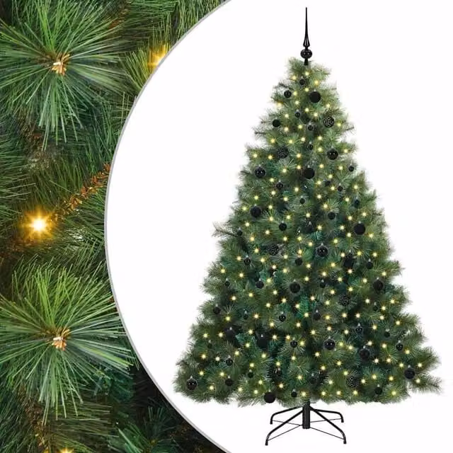 Berkfield Home Artificial Green Christmas Tree with 300 Warm White LEDs – 1