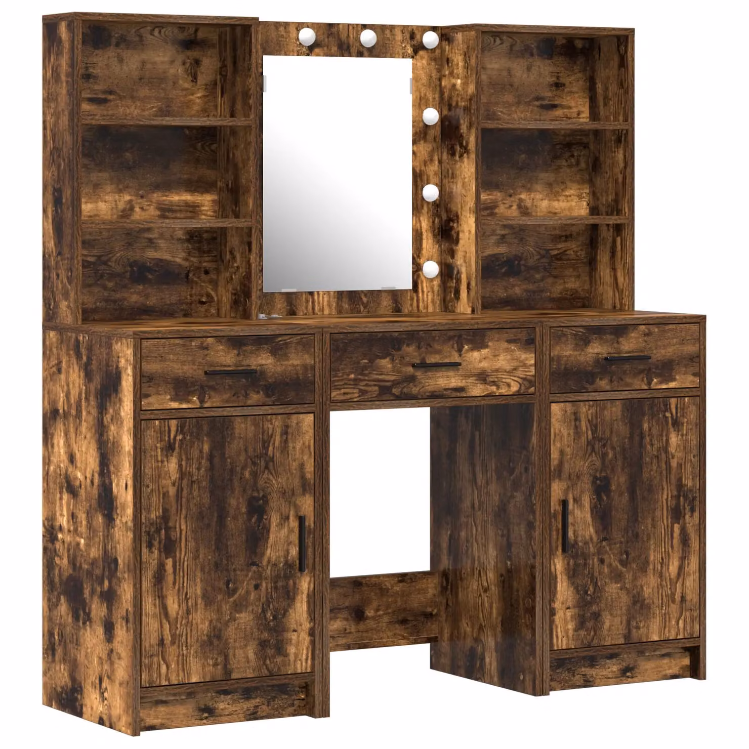 Berkfield Home 3 Piece Smoked Oak Dressing Table Set in Brown – 2