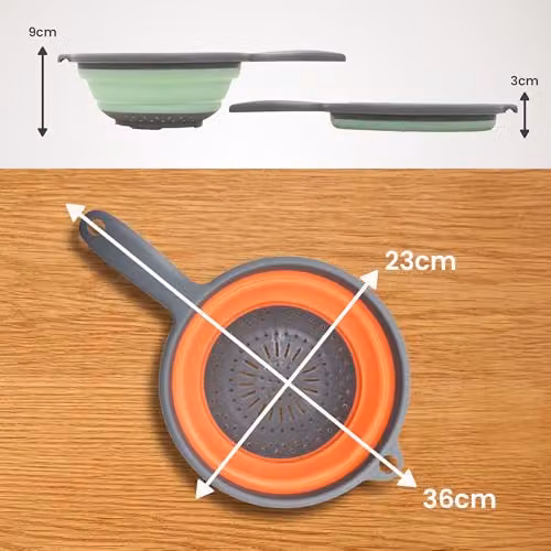 Libbi Lou Collapsible Silicone Kitchen Colander with Handles, Green or Orange, 23 cm – 4