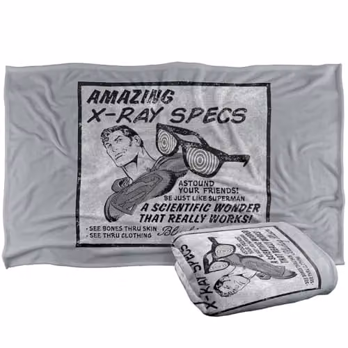 Warner Bros. Superman X-Ray Specs Retro Soft Fleece Throw Blanket, Multicolour, W: 91.44 cm, L: 147 cm