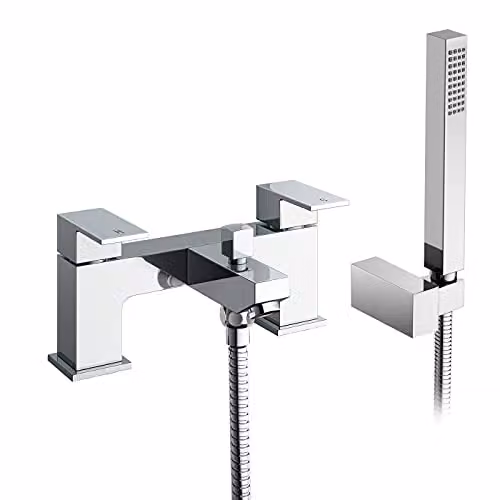 Nes Home Chrome Modern Single Lever Basin and Bath Shower Mixer Tap with Pop Up Waste in Silver – 3
