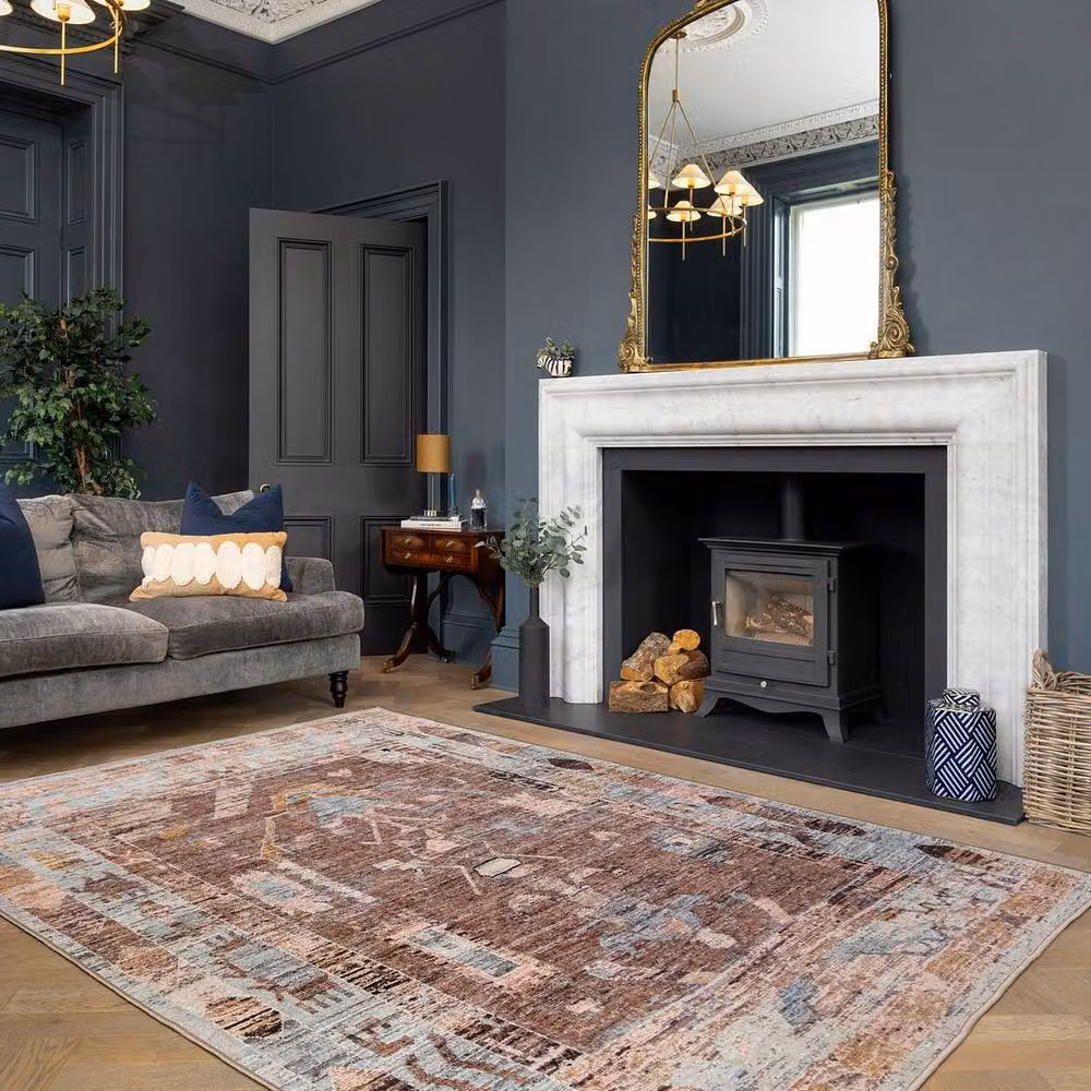 Kukoon Brown Abstract Soft Pile Area Rug for Living Room and Bedroom, W: 280 cm, D: 380 cm – 2