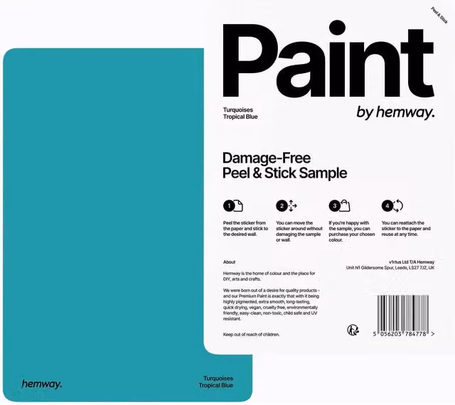 Hemway Chalk Based Furniture Paint A5 Sample in Tropical Blue