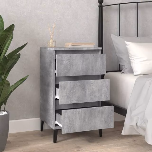 Berkfield Home Durable Bedside Cabinet in Concrete Grey, W/D/H: 40 x 35 x 70 cm – 1