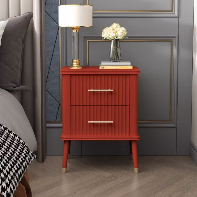 Cabinet Bits Modern Red Metal Bedside Table