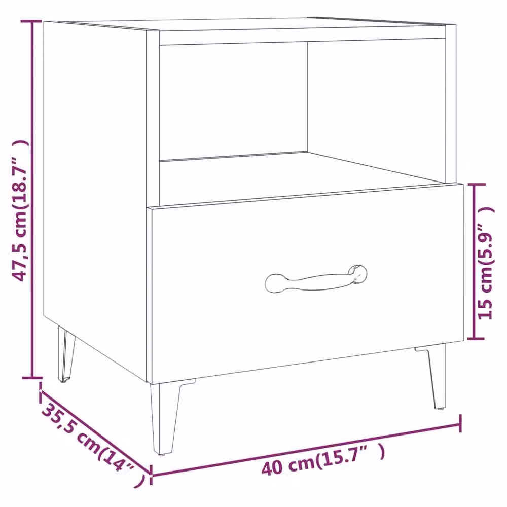 Berkfield Home Bedside Cabinet in Concrete Grey Engineered Wood – 3