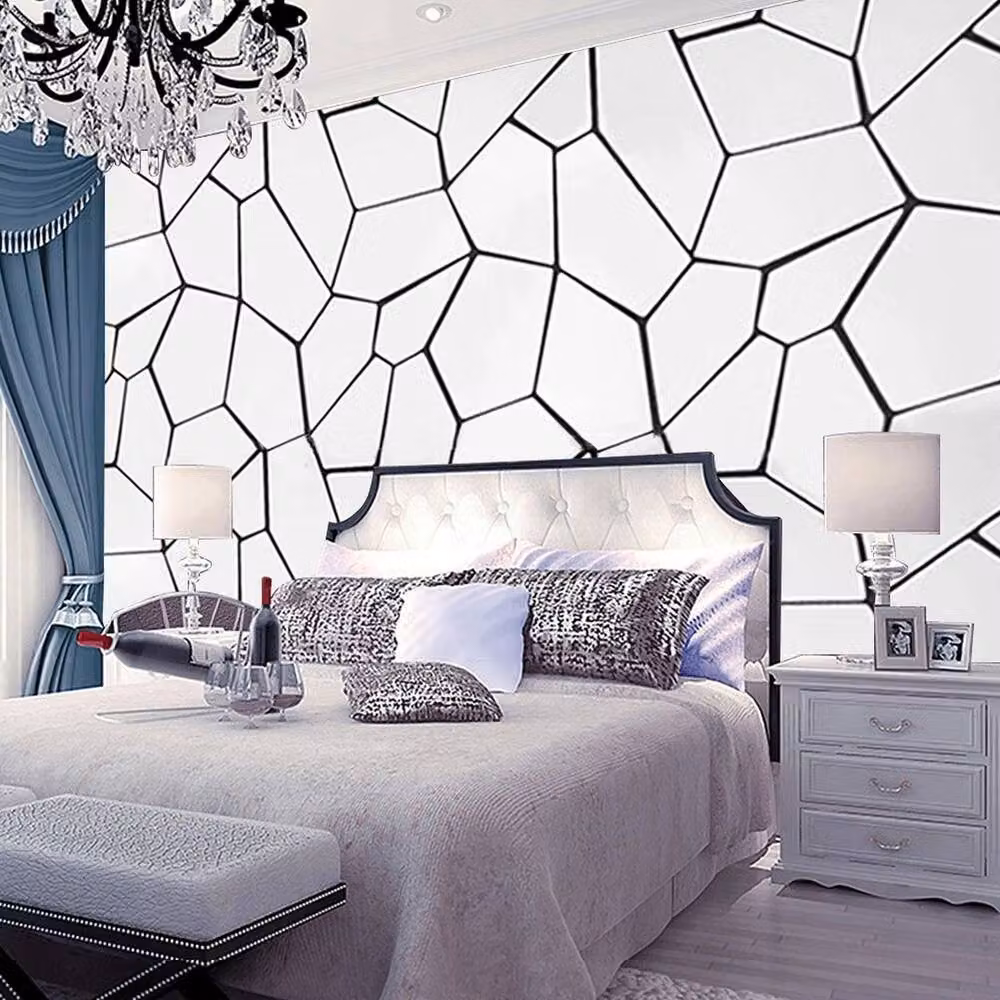 FLAVORA Black and White Minimalist Geometric Abstract Non-woven Wallpaper, 0.6m2 – 5