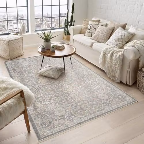 Desire Rugs Maia Floral Traditional Non-Slip Washable Area Rug, Grey, W: 160 cm, L: 240 cm