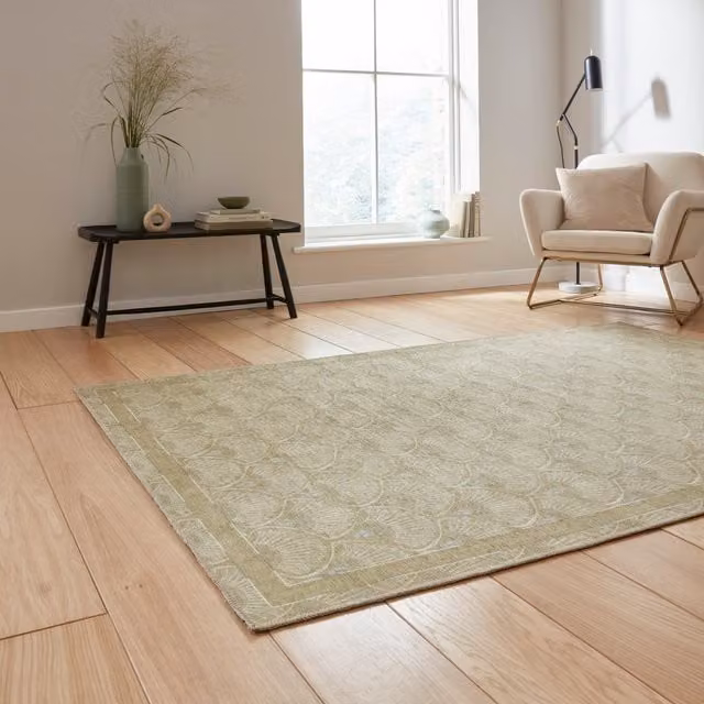Catherine Lansfield Deco Peacock Washable Green Polyester Flat Weave Rectangular Rug