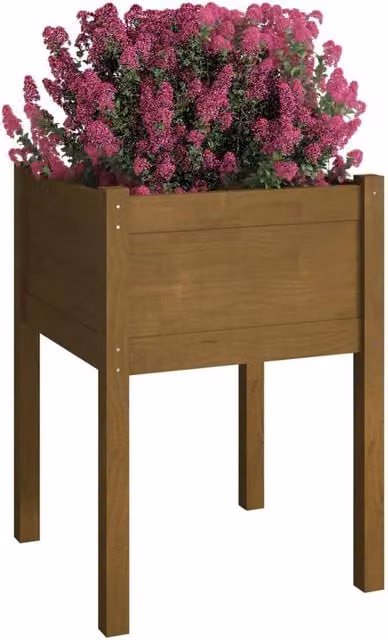 Berkfield Home Set of 2 Rustic Garden Planters in Honey Brown, Solid Pinewood, W/D/H: 50 x 50 x 70 cm – 1