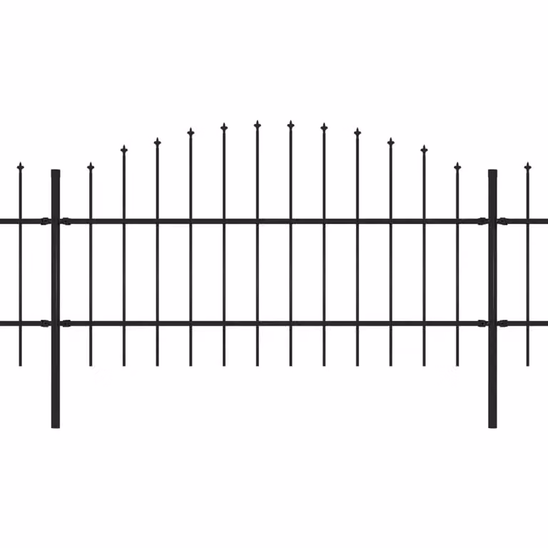 Berkfield Home Garden Spear Top Steel Fence, Black, W/H: 8.5 x 1.5 m