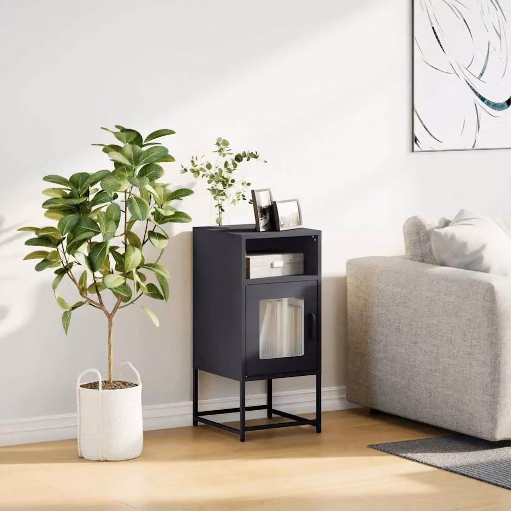 Berkfield Home Anthracite Bedside Cabinet in Black Metal, W/D/H: 36 x 39 x 78 cm – 3