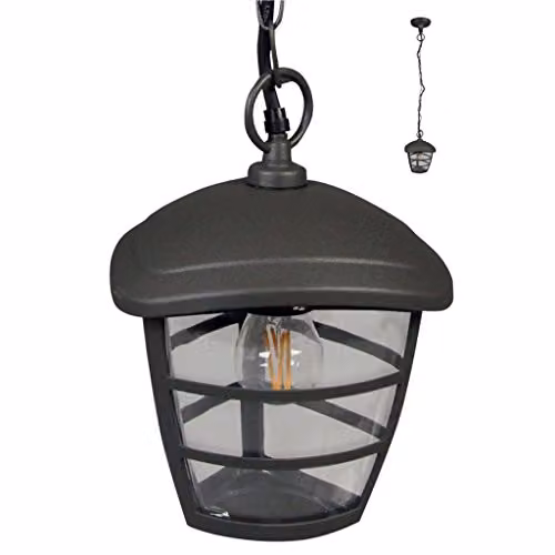 Luxform Brussells Industrial Lantern Hanging Chain Light in Anthracite and Black – 1