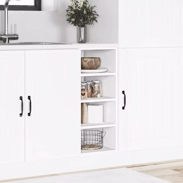 Berkfield Home White Kitchen Base Unit with Hinged Doors and Internal Shelves, W/D/H: 30 x 44.5 x 81.5 cm